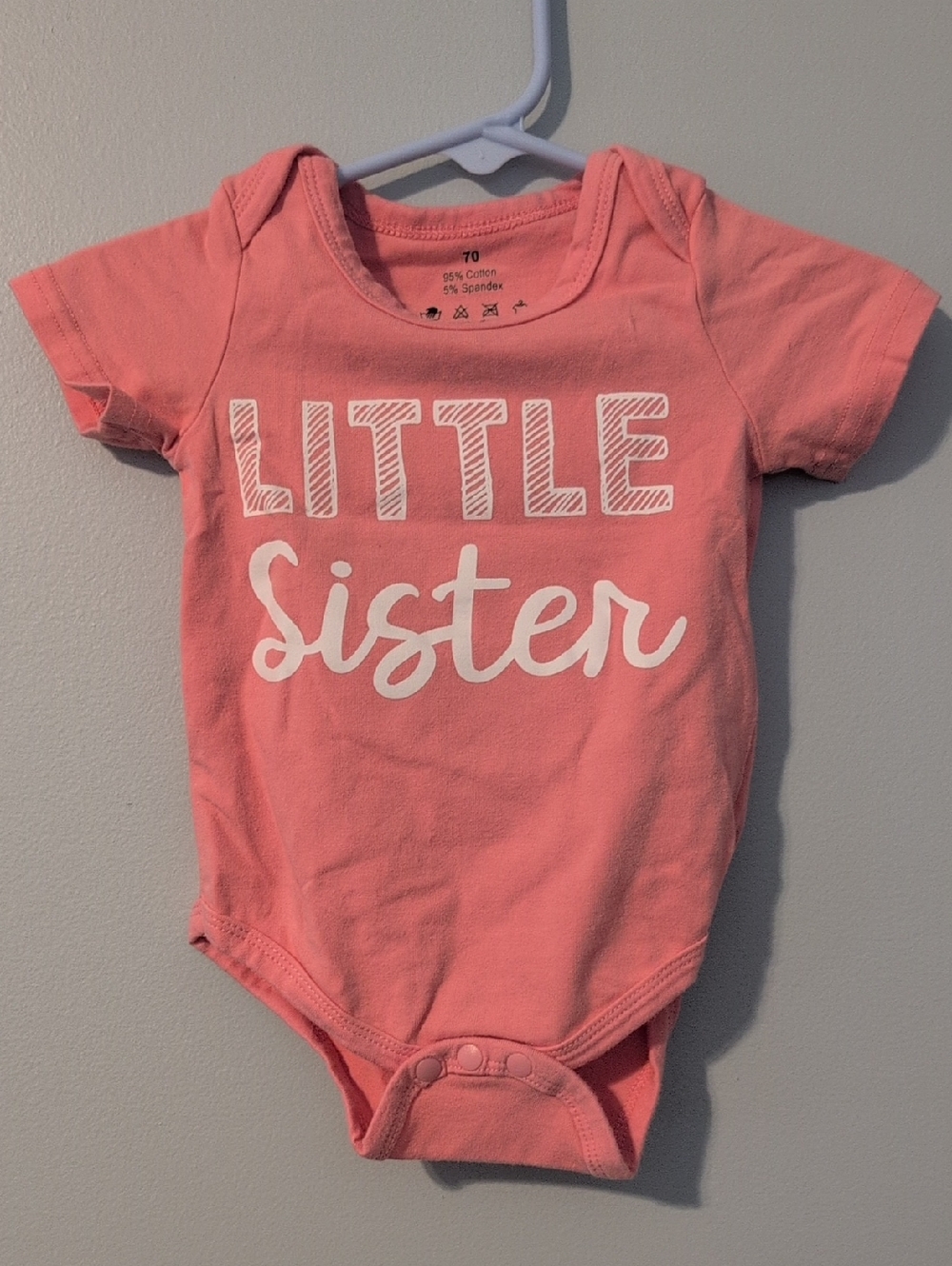 Pink "Little Sister" Baby One-Piece Bodysuit